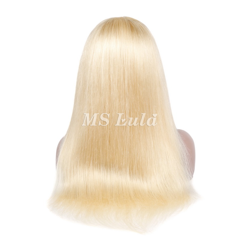 #613 Blonde Silky Straight Human Hair 4x4 5x5 Lace Closure Wig - 图片 8